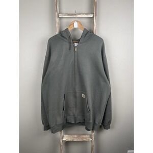 Mens Carhartt Faded Green Zip Workwear Hoodie size 2XL